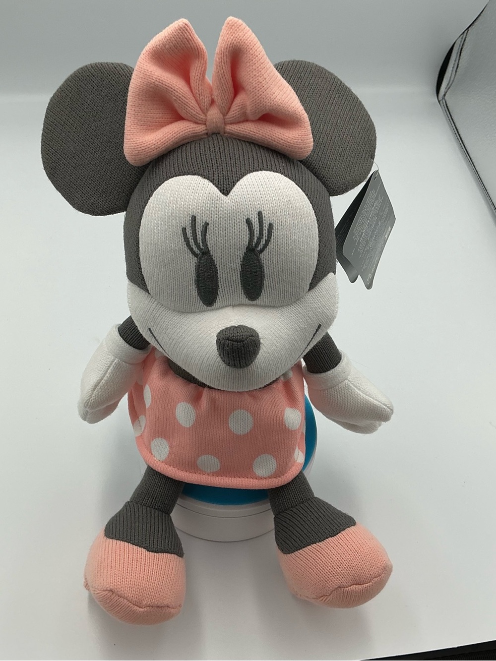 Disney Minnie Mouse Plush in Gray, Pink and White Polka Dot Dress